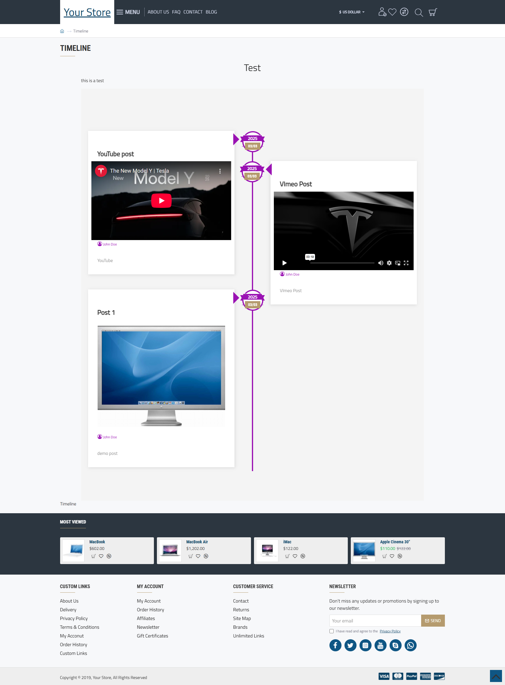 Timeline - OpenCart and Journal Module